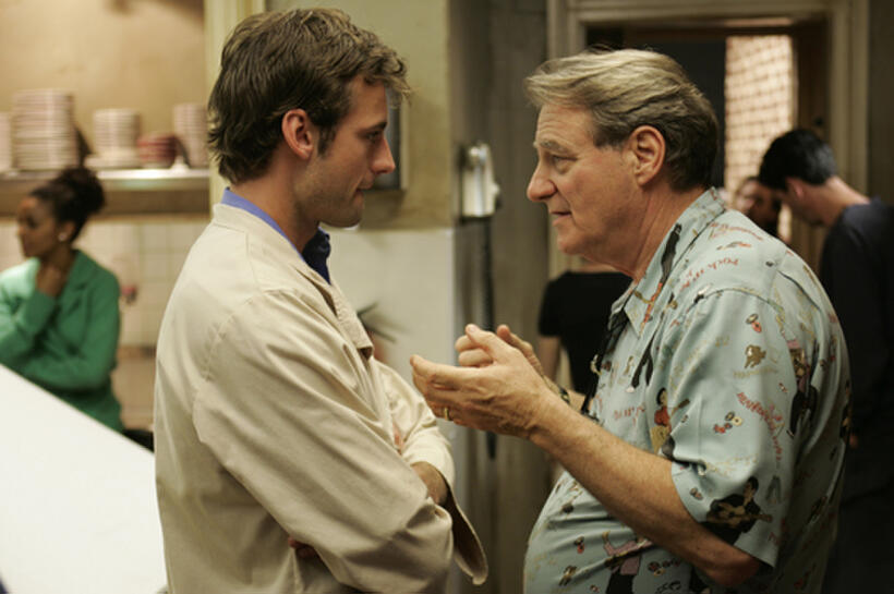 Callum Blue and director John Cosgrove on the set of "Caffeine."
