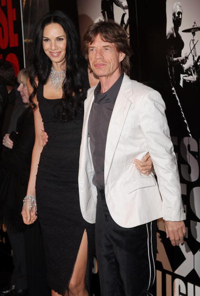 Musician Mick Jagger of the Rolling Stones and L'Wren Scott at the N.Y. premiere of "Shine A Light."
