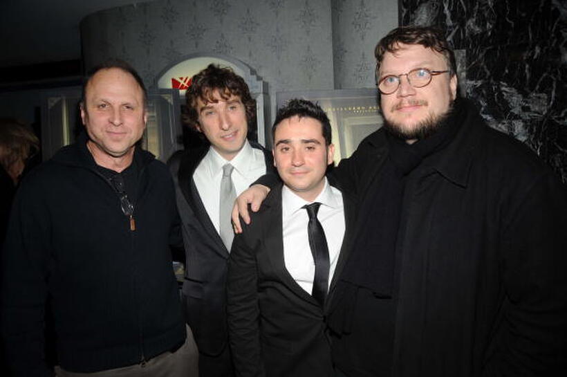 Picturehouse President Bob Berney, writer Sergio Sanchez, director J.A. Bayona, and director Guillermo del Toro at the N.Y. premiere of "The Orphanage."