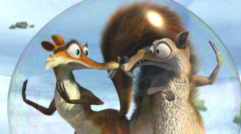 Scratte and Scrat in "Ice Age: Dawn of the Dinosaurs."