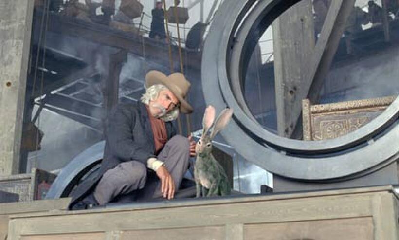 Sam Elliott and Kathy Bates as the voice of Lee Scoresby’s daemon Hester in "The Golden Compass."