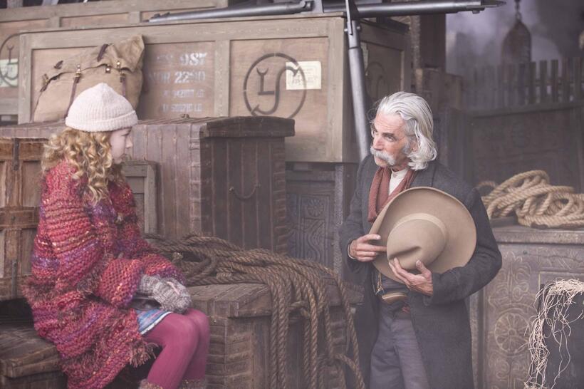 Dakota Blue Richards and Sam Elliott in "The Golden Compass."