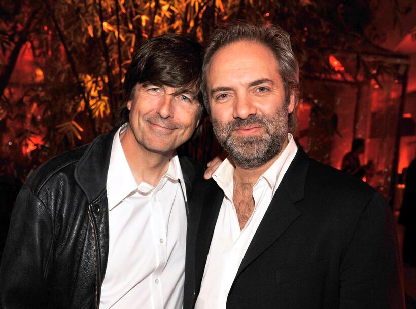 Thomas Newman and Director Sam Mendes at the after party of the California premiere of "Revolutionary Road."