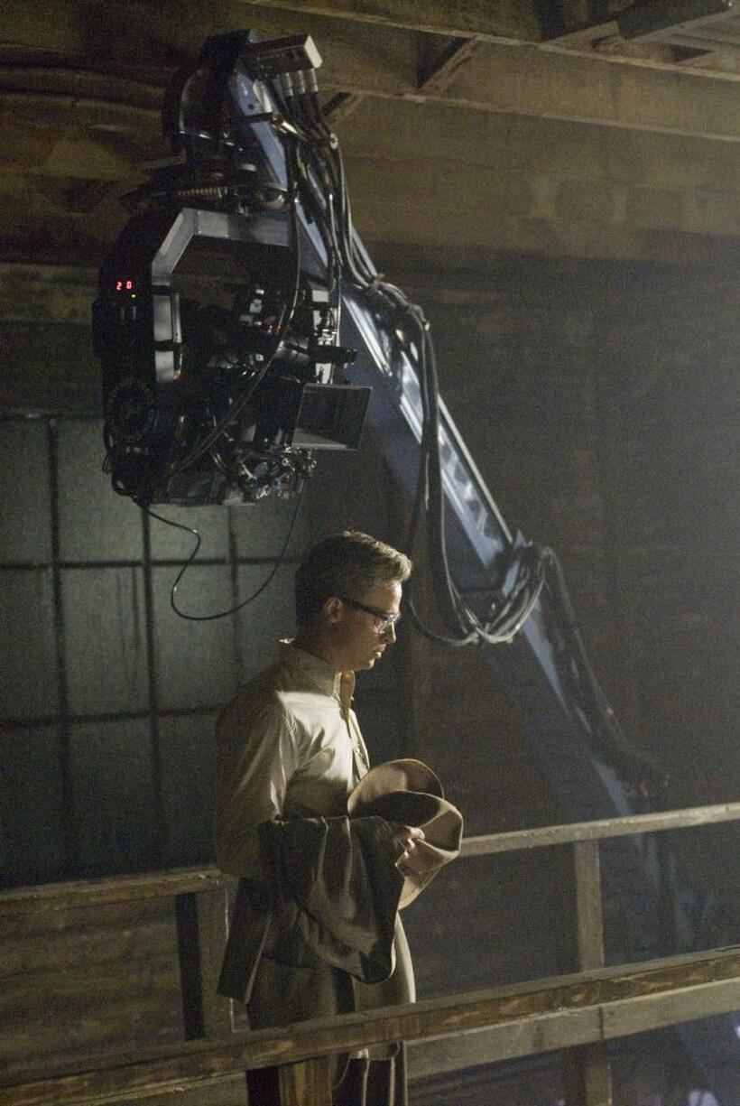 Brad Pitt on the set of "The Curious Case of Benjamin Button."