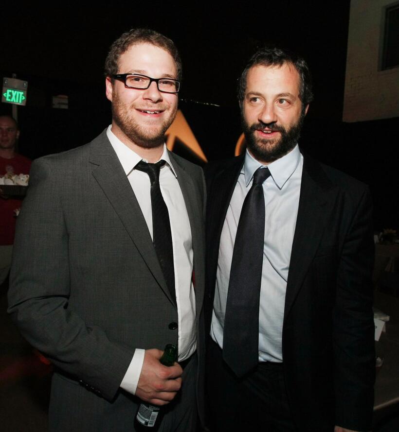 Seth Rogen and Producer Judd Apatow at the after party of the California premiere of "Pineapple Express."