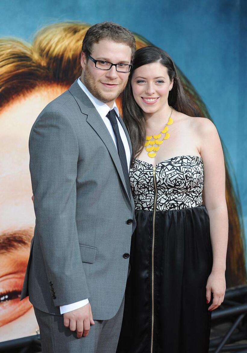 Seth Rogen and Lauren Miller at the California premiere of "Pineapple Express."