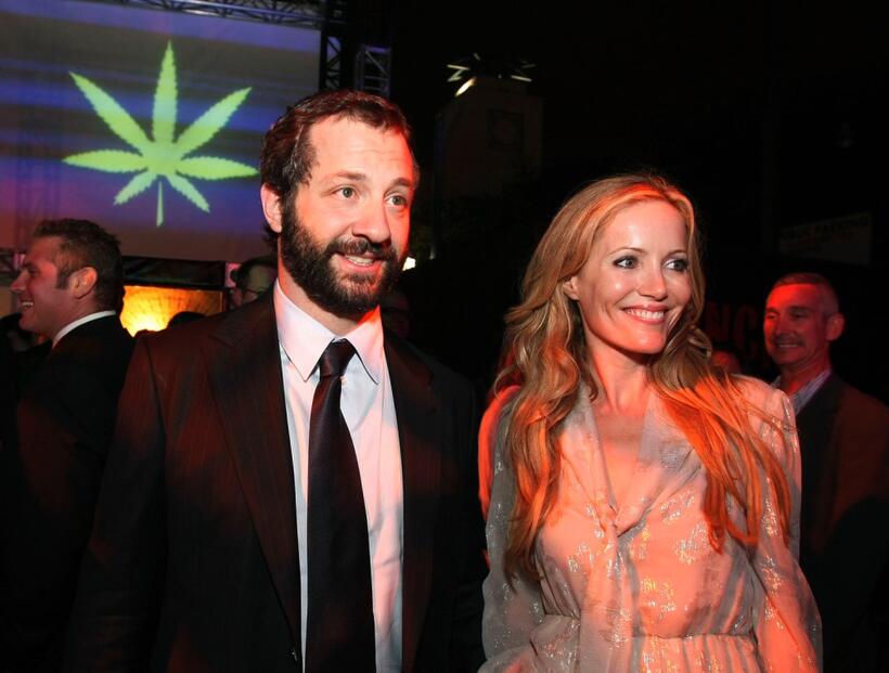 Producer Judd Apatow and Leslie Mann at the after party of the California premiere of "Pineapple Express."