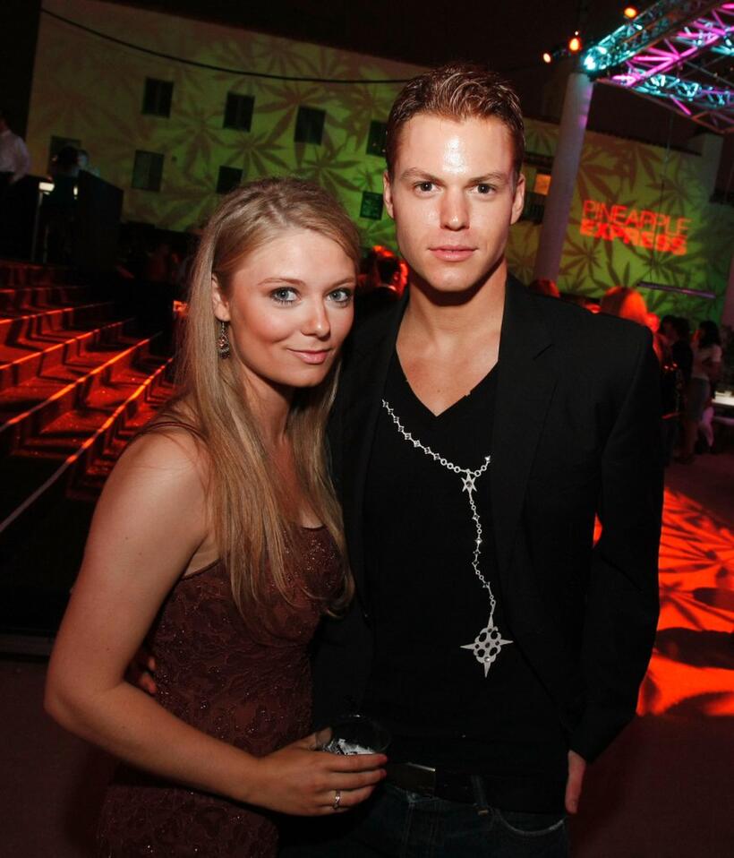 Kendra Konopaski and Arthur Napiontek at the after party of the California premiere of "Pineapple Express."