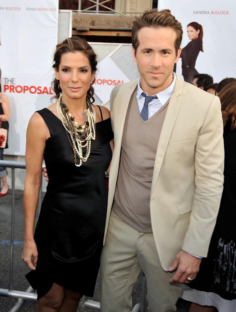 Sandra Bullock and Ryan Reynolds at the California premiere of "The Proposal."