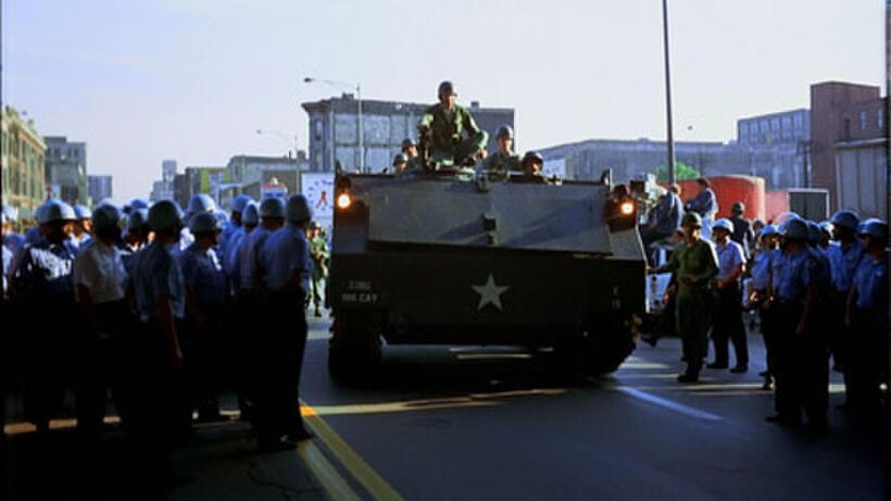 Archival footage from the 1968 Democratic National Convention in "Chicago 10."