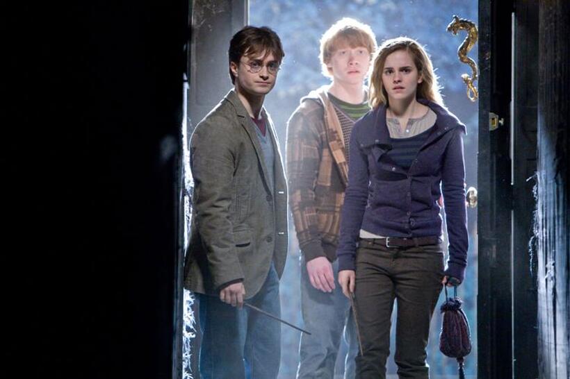 Daniel Radcliffe as Harry Potter, Rupert Grint as Ron Weasley and Emma Watson as Hermione Granger in "Harry Potter and the Deathly Hallows - Part 1."