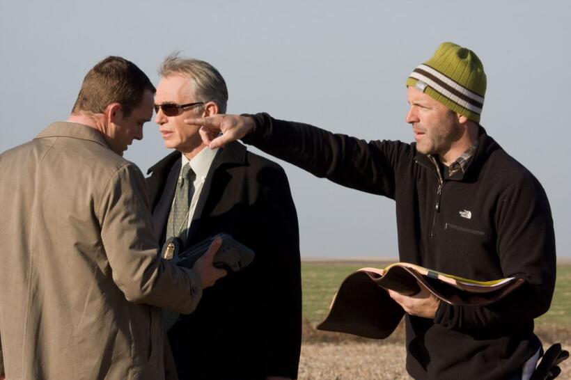 Ethan Embry, Billy Bob Thornton and Director D.J. Caruso on the set of "Eagle Eye."