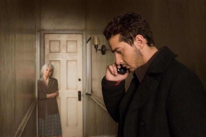 Lynn Cohen as Mrs. Wierzbowski and Shia LaBeouf as Jerry Shaw in "Eagle Eye."