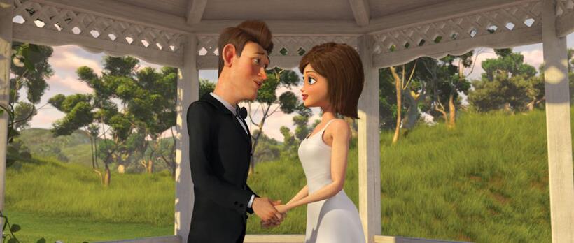 Paul Rudd voices Derek Dietl and Reese Witherspoon voices Susan Murphy in "Monsters vs. Aliens."