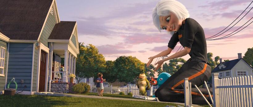 Mr. and Mrs. Murphy, Will Arnett voices The Missing Link, Hugh Laurie voices Dr. Cockroach, Seth Rogen voices B.O.B and Reese Witherspoon voices Ginormica in "Monsters vs. Aliens."