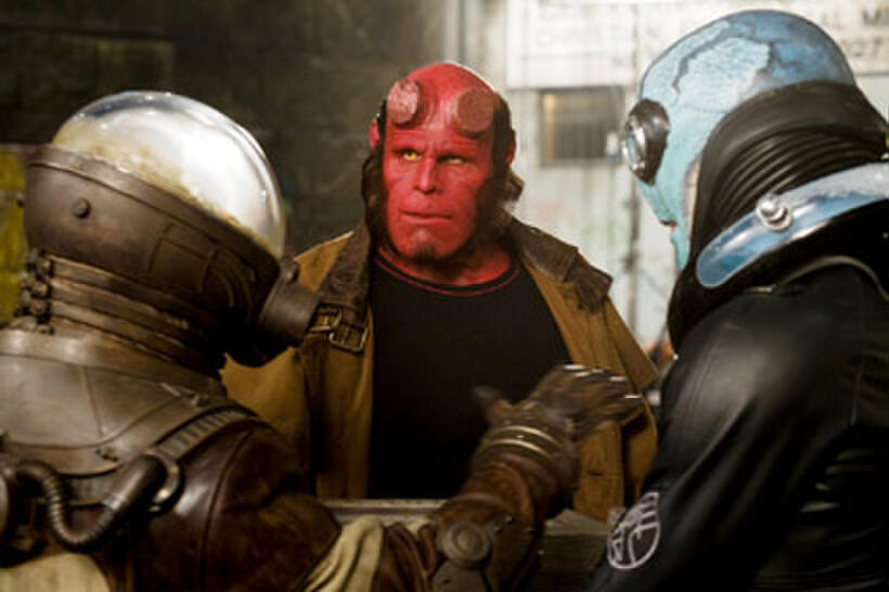 Thomas Kretschmann as Johann, Ron Perlman as Hellboy and Doug Jones as Abe Sapien in "Hellboy II: The Golden Army."