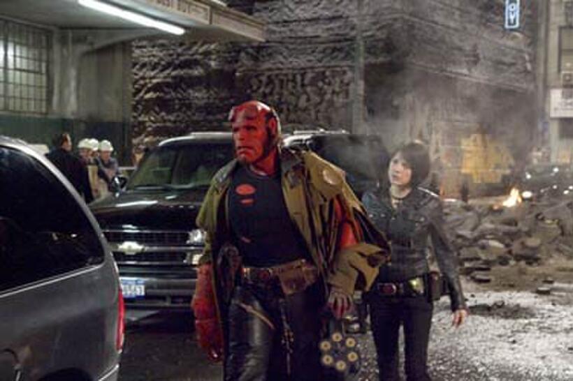 Ron Perlman and Selma Blair in "Hellboy II: The Golden Army."