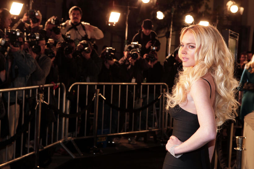 Lindsay Lohan at the "Cloverfield" premiere on the Paramount lot in Los Angeles.