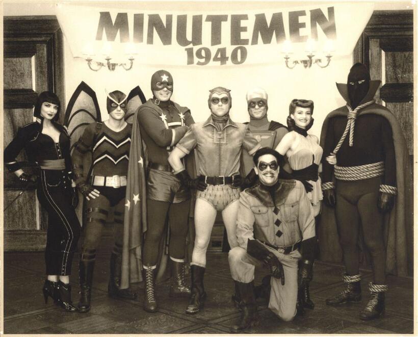 Apollonia Vanova as Silhouette, Niall Mater as Mothman, Dan Payne as Dollar Bill, Clint Carleton as The Original Nite Owl, Daryl Scheeler as Captain Metropolis, Carla Gugino as The Original Silk Spectre, Glenn Ennis as Hooded Justice and Jeffrey Dean Morgan as The Comedian in "Watchmen."
