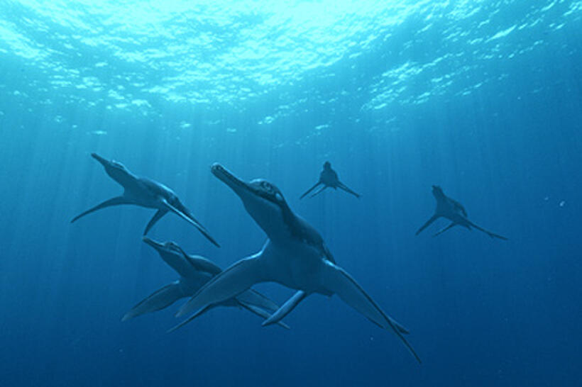 A scene from "Sea Monsters: A Prehistoric Adventure."