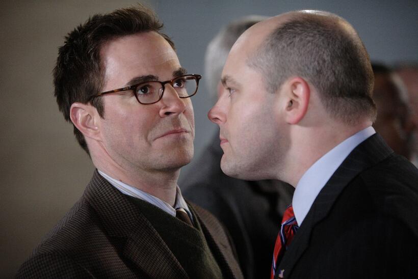 Roger Bart as Dr. Beecher and Rob Corddry as Ron Fox in "Harold and Kumar Escape from Guantanamo Bay."