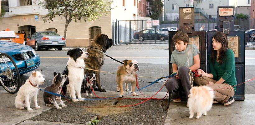 Jake T. Austin as Bruce and Emma Roberts as Andi in "Hotel for Dogs."
