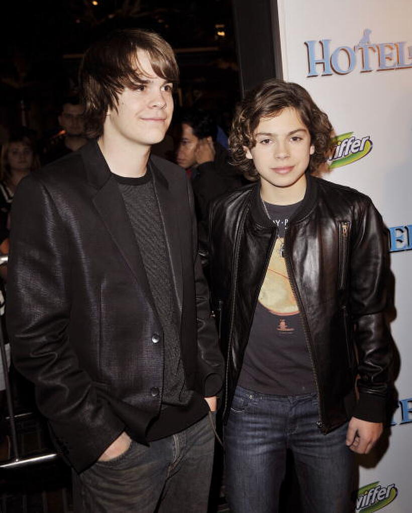 Johnny Simmons and Jake T. Austin at the California premiere of "Hotel for Dogs."
