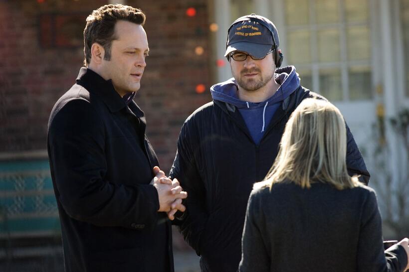 Vince Vaughn, Director Seth Gordon and Reese Witherspoon on the set of "Four Christmases."