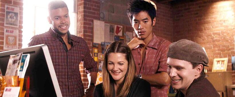 Wilson Cruz as Nathan, Drew Barrymore as Mary, Leonardo Nam as Joshua and Rod Keller as Bruce in "He's Just Not That Into You."