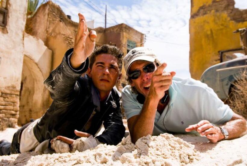 Shia LaBeouf and Director/Executive Producer Michael Bay on the set of "Transformers: Revenge of the Fallen."