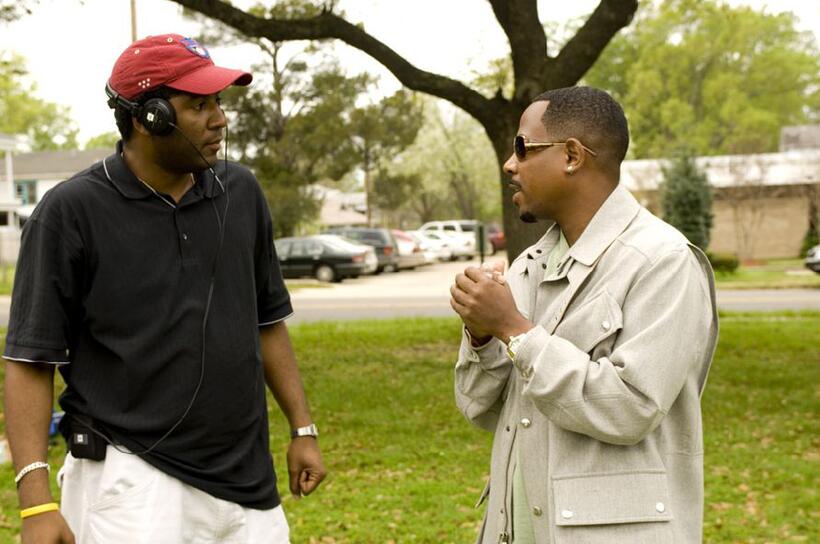 Director Malcolm D. Lee and Martin Lawrence as Dr. RJ on the set of "Welcome Home Roscoe Jenkins."