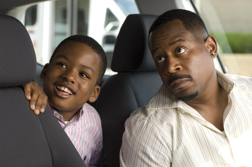 Martin Lawrence as Dr. RJ and Damani Roberts as his son Jamaal in "Welcome Home Roscoe Jenkins."