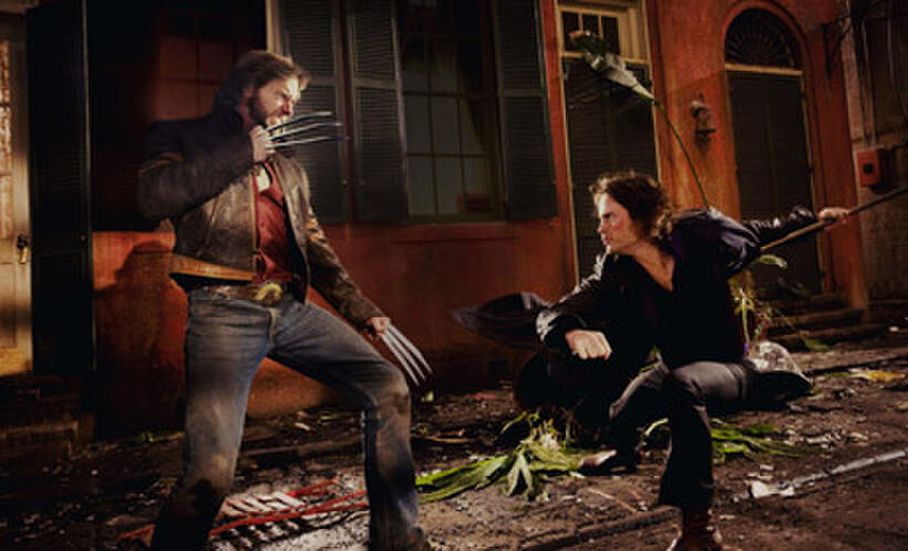 Hugh Jackman as Wolverine and Taylor Kitsch as Gambit in "X-Men Origins: Wolverine."