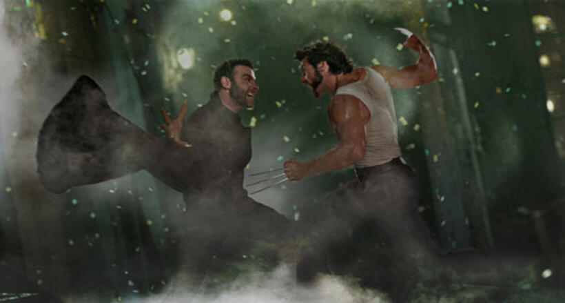 Logan (Hugh Jackman) and Victor Creed (Liev Schreiber) face off for the ultimate battle – against each other in "X-Men Origins: Wolverine."