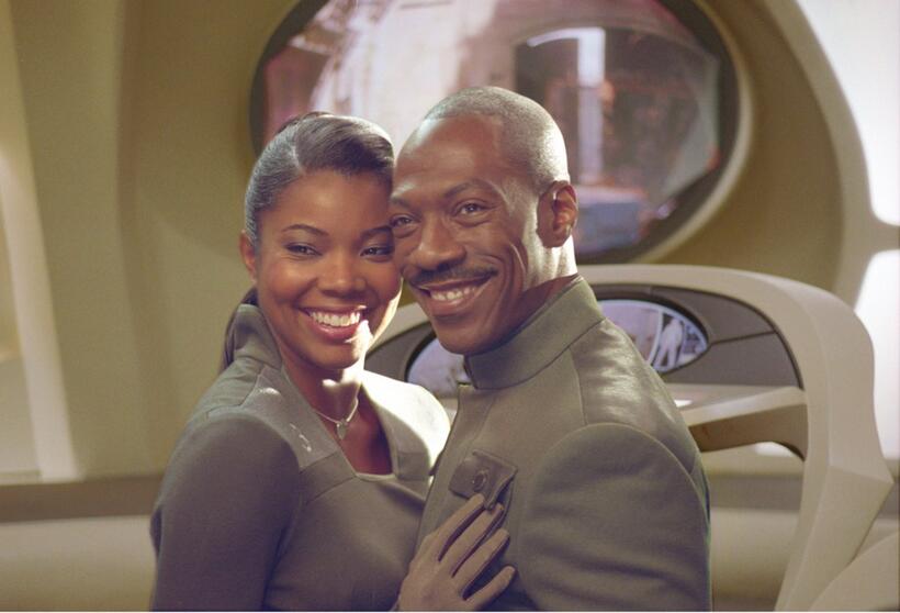 Eddie Murphy as Dave Ming Chang and Gabrielle Union in "Meet Dave."