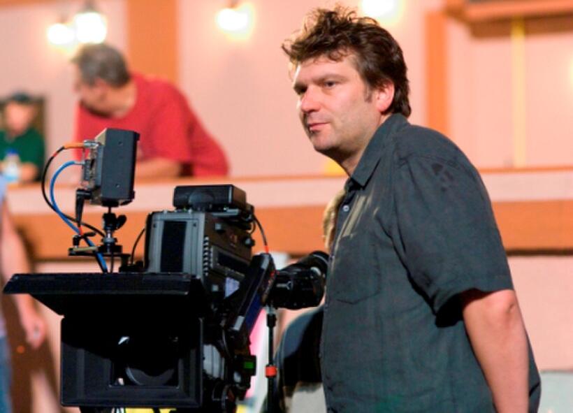 Director Peter Cattaneo on the set of "The Rocker."