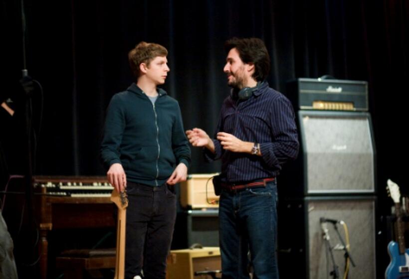 Michael Cera and Director Peter Sollett on the set of "Nick and Norah's Infinite Playlist."