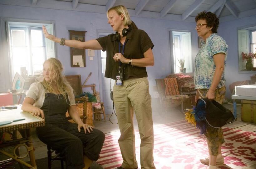 Meryl Streep, Director Phyllida Lloyd and Julie Walters in "Mamma Mia!"