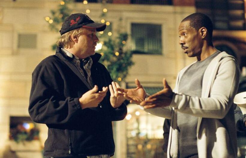 Director Karey Kirkpatrick and Eddie Murphy on the set of "Imagine That."