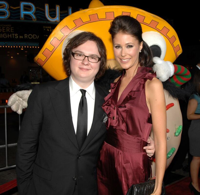 Clark Duke and Amanda Crew at the red carpet of the California premiere of "Sex Drive."