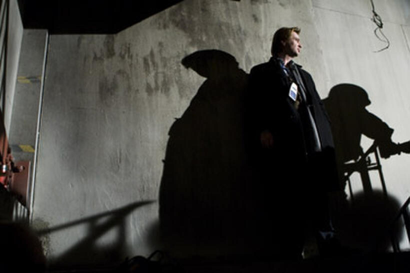 Director Christopher Nolan on the set of "The Dark Knight."