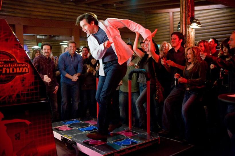 Danny Masterson as Rooney, Bradley Cooper as Peter and Jim Carrey as Carl in "Yes Man."