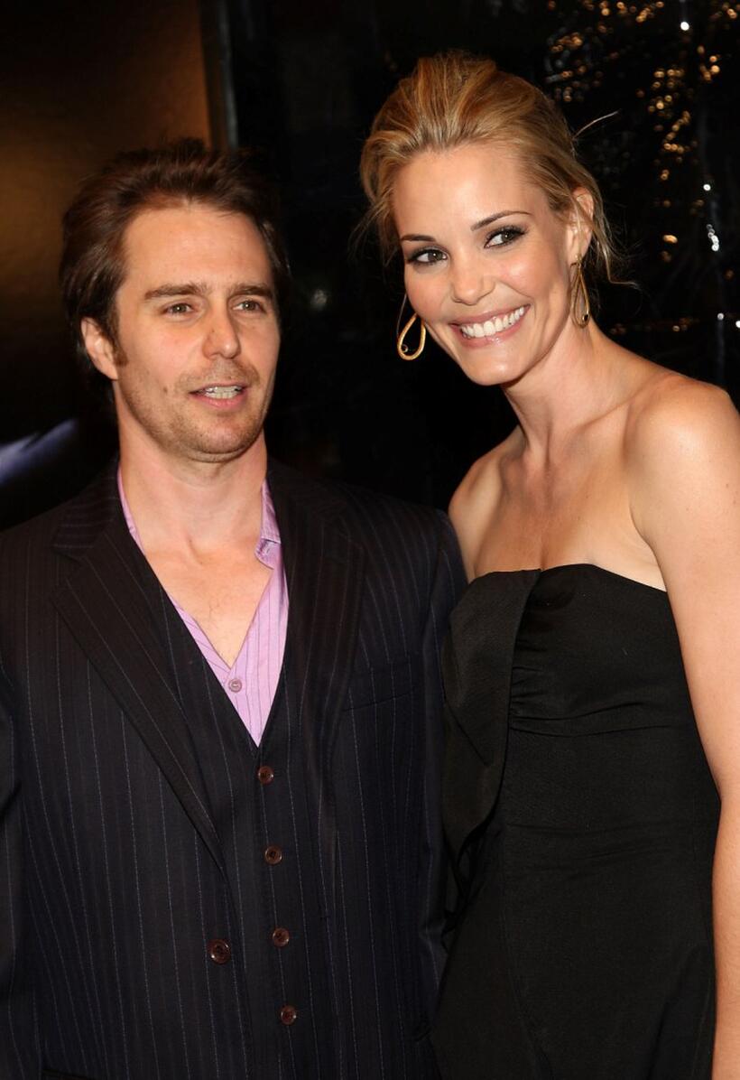 Sam Rockwell and Leslie Bibb at the New York premiere of "Frost/Nixon."