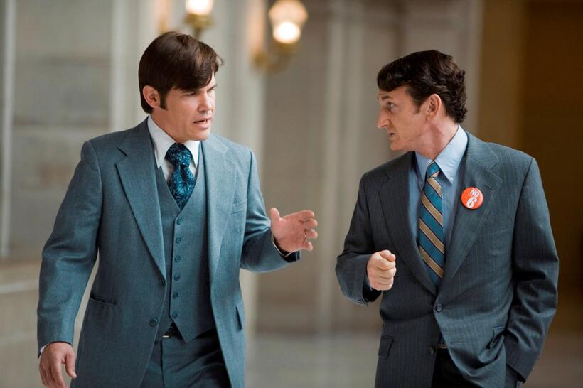 Josh Brolin as Dan White and Sean Penn as Harvey Milk in "Milk."