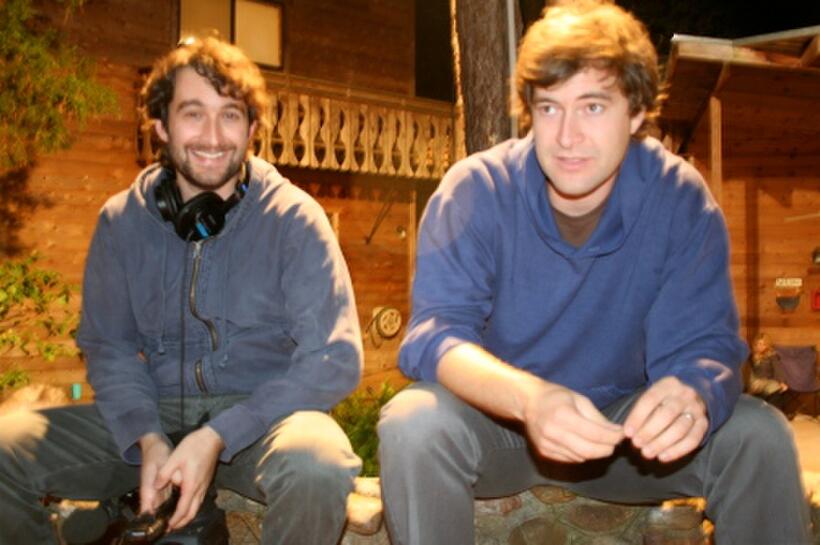 Directors Jay Duplass and Mark Duplass on the set of "Baghead."