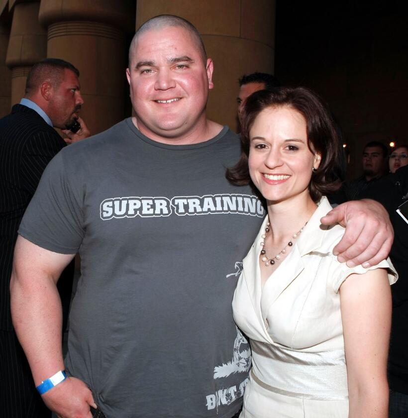 Mark Bell and producer Tamsin Rawady at the California premiere of "Bigger, Stronger, Faster."