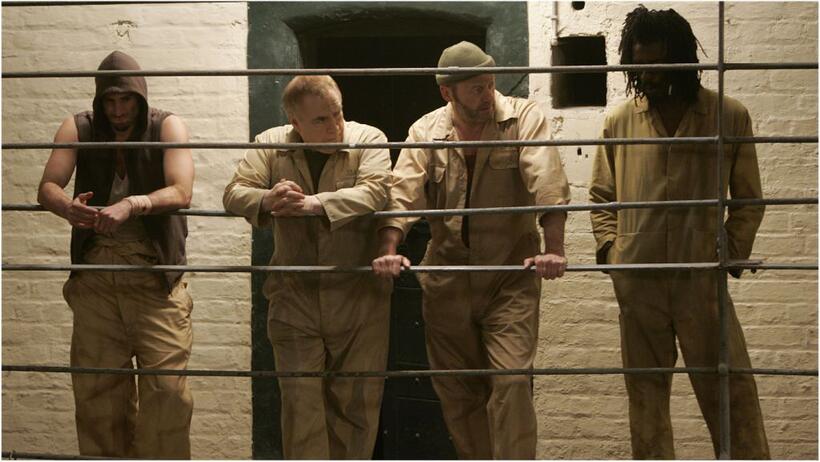 Joseph Fiennes as Lenny Drake, Brian Cox as Frank Perry, Liam Cunningham as Brodie and Seu Jorge as Viv Batista in "The Escapist."