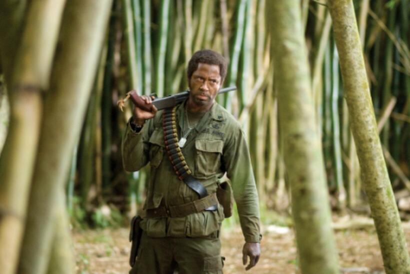 Robert Downey Jr., as Kirk Lazarus and Jack Black as Jeff Portnoy in "Tropic Thunder."