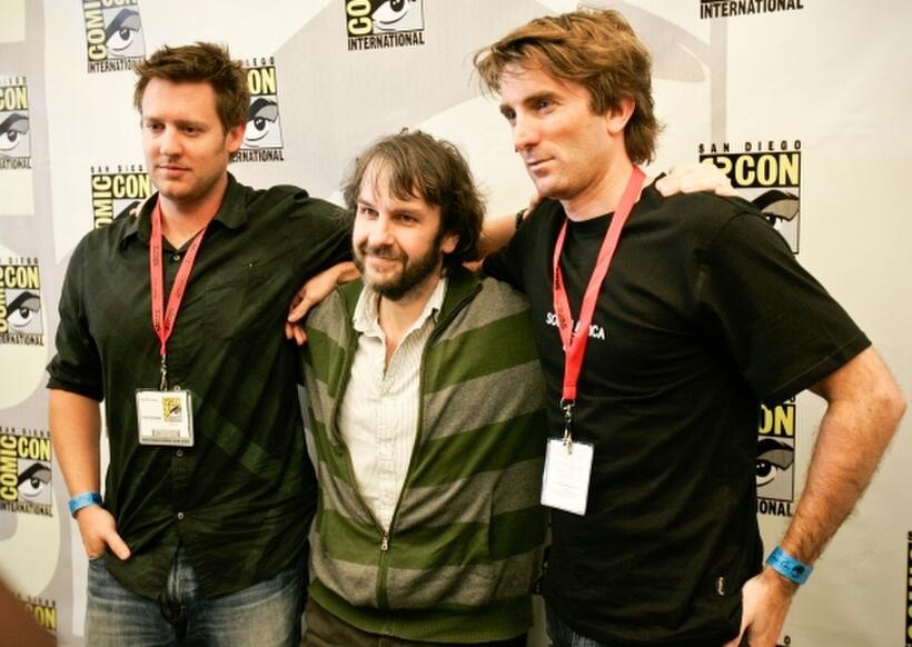 Director Neill Blomkamp, Producer Peter Jackson and Sharlto Copley at the California premiere of "District 9."