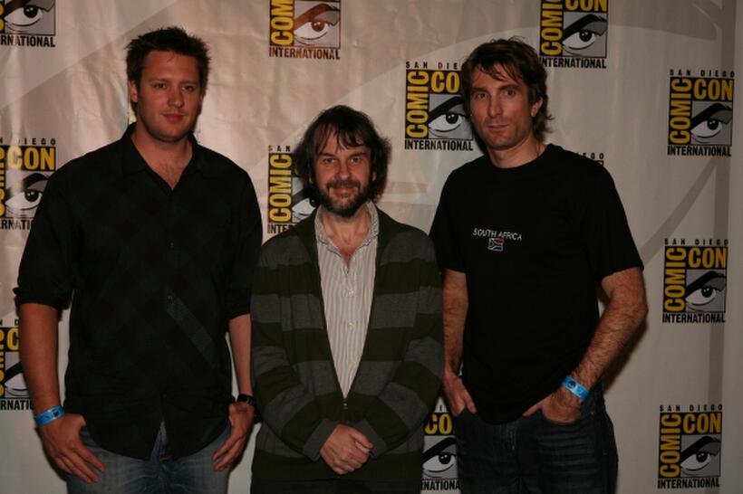Director Neill Blomkamp, Producer Peter Jackson and Sharlto Copley at the California premiere of "District 9."